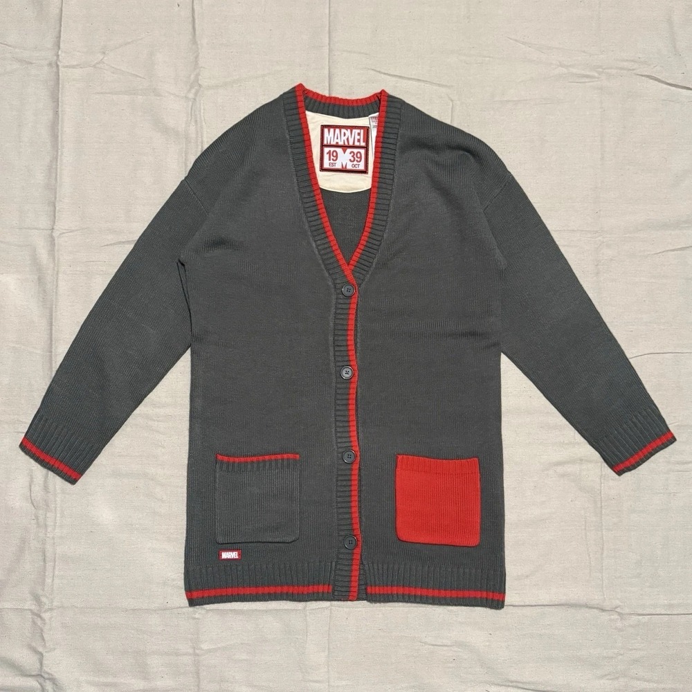 Disney Parks Marvel Universe Long Cardigan Size‎ Small Gray/Red
